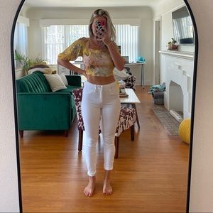 Yellow floral open back top